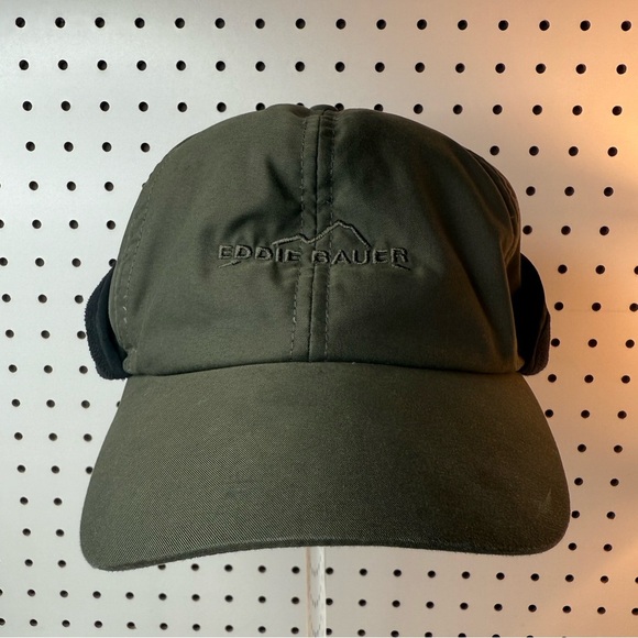 Eddie Bauer Hat Men's Green Insulated Goose Down Ear Cover Gorp Hiking Camping - Picture 2 of 15
